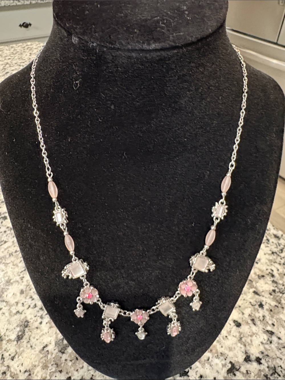 Delicate Pink and Cream Statement Necklace - Women's Jewelry